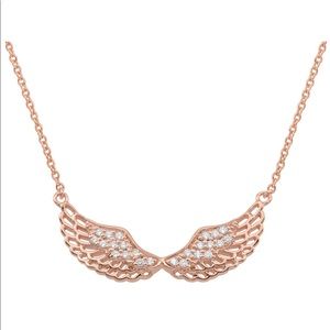 925 & 18k Rose Gold CZ Wing Necklace. Brand new never worn.